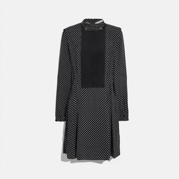 NWT Coach Dot Pleated Bib Dress - Picture 2 of 14